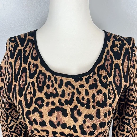 BCBG MaxAzria Sheena French Leopard Print Bodycon Dress - Mob Wife Aesthetic - Picture 6 of 17